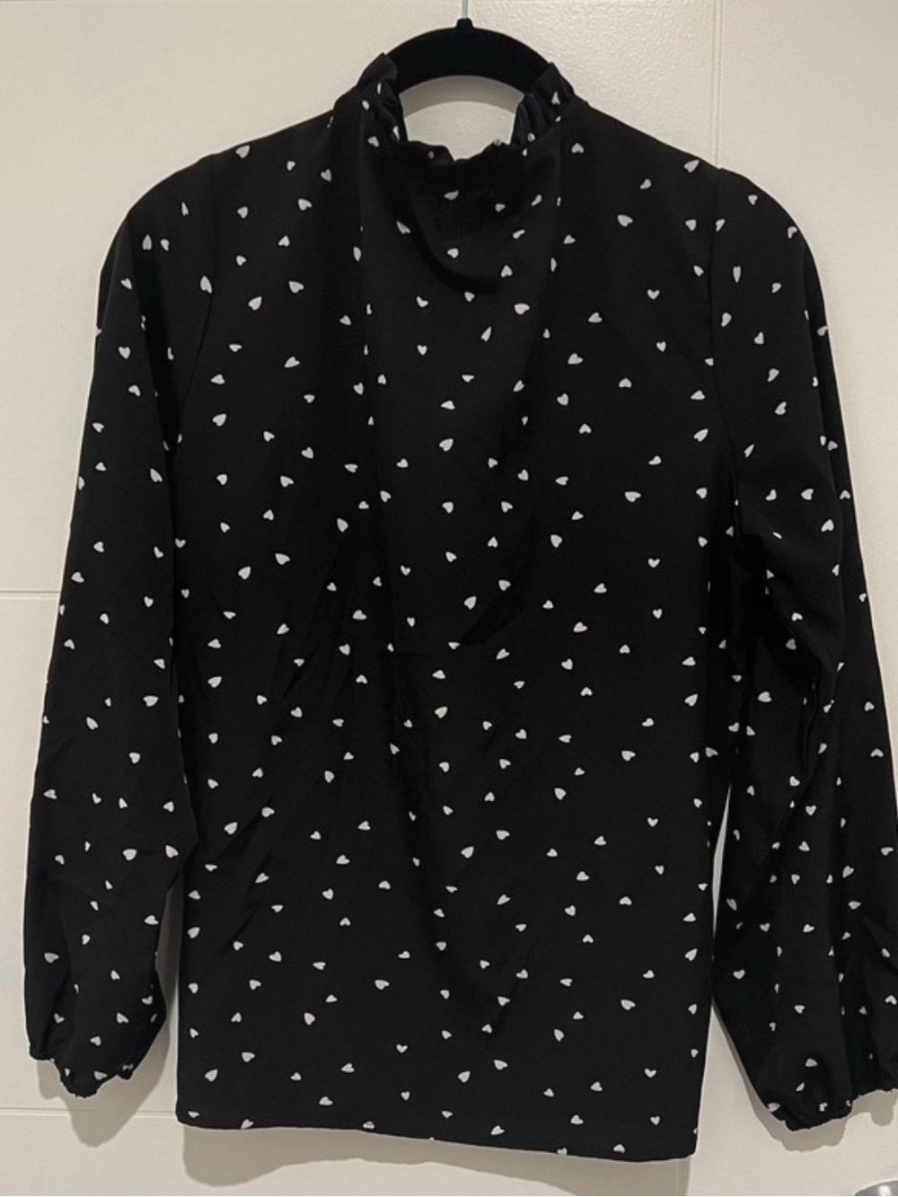 Black Heart Print Women's Blouse